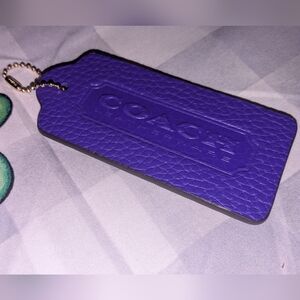 COACH Leather Tag Keychain - Bright Purple